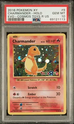 2016 Pokemon XY Evolutions Cosmos Toys R Us #9 Charmander Holo PSA 10 Low Pop - Image 1