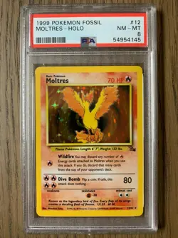 PSA 8 - Pokemon MOLTRES - Fossil Holo Rare - 12/62 - Image 1