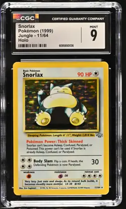 CGC 9 MINT Snorlax 1999 Jungle 11/64 Holo Pokemon Card - Image 1