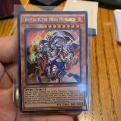 Yugioh Thestalos the Mega Monarch PRIO-EN035 Secret Rare 1st Ed LP - Image 1