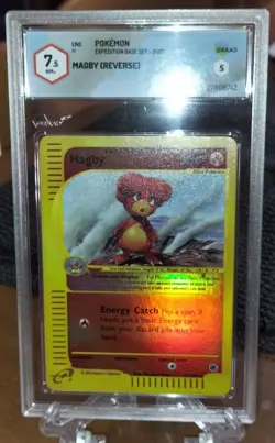 Magby 17/165 Reverse Rare Pokemon card Expedition Base Set series ENG Graad 7,5 - Image 1