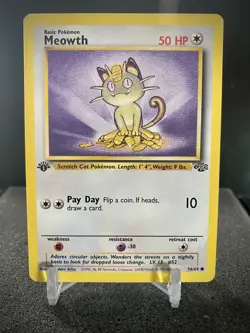 Meowth 56/64 - Pokemon Card Jungle 1st Edition - Image 1
