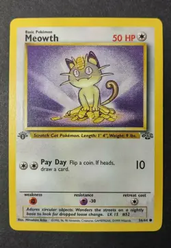 Meowth 56/64 Jungle 1st Edition Pokemon Card Near Mint - Image 1