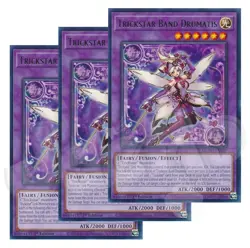Yugioh - Trickstar Band Drumatis x 3 - 1st Edition Rare NM - Plus Free Holo Card - Image 1