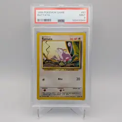 Rattata 61/102 Base Set PSA 9 MINT Unlimited Graded Pokemon Card TCG 1999 WOTC - Image 1