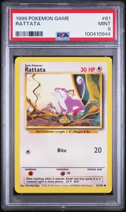 Rattata 61/102 Base Set PSA 9 MINT Unlimited Graded Pokemon Card TCG 1999 WOTC - Image 3