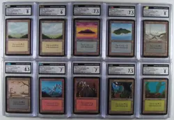 Complete Set of (10) 1993 Magic the Gathering Alpha Edition Lands CGC 6 - 8.5 - Image 1