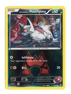 Team Magma's Poochyena 17/34 C Reverse Holo Double Crisis Pokemon TCG HP - Image 1
