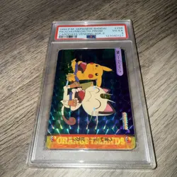 1999 Bandai Pikachu Meowth Prism Carddass Vending Series 8 PSA 4 Japan Pokemon - Image 1