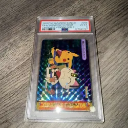 1999 Bandai Pikachu Meowth Prism Carddass Vending Series 8 PSA 4 Japan Pokemon - Image 2