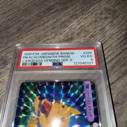 1999 Bandai Pikachu Meowth Prism Carddass Vending Series 8 PSA 4 Japan Pokemon - Image 3