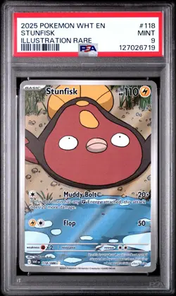 PSA 9 Stunfisk 118/086 Pokemon White Flare Illustration Rare WHT EN 2025 MINT - Image 1