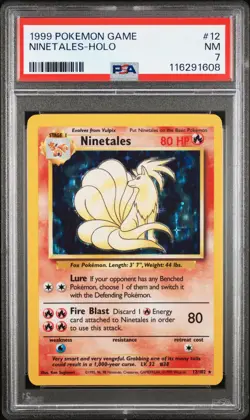 1999 POKEMON BASE SET UNLIMITED #12 NINETALES-HOLO PSA 7 - Image 1