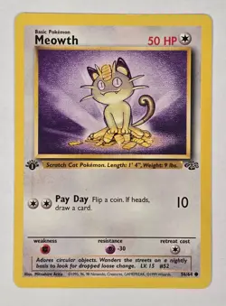 Pokemon TCG Meowth Jungle 56/64 1999 Wizards 1st Edition Ships FAST - Image 1