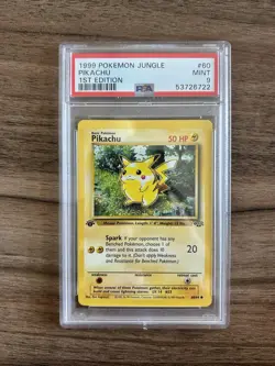 Pikachu 60/64 - 1st Edition Pokemon Jungle PSA 9 Mint 1999 - Image 1