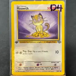Meowth - 56/64 - Jungle Set - 1st Edition - Common - Pokemon - WOTC - Damaged - Image 3