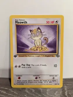 Meowth 1999 Pokemon 1st Edition NM Jungle 56/64 TCG - Image 1