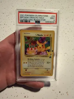 2021 POKEMON CELEBRATIONS BIRTHDAY PIKACHU-HOLO COLL-BLACK STAR #24 MINT 9 - Image 1