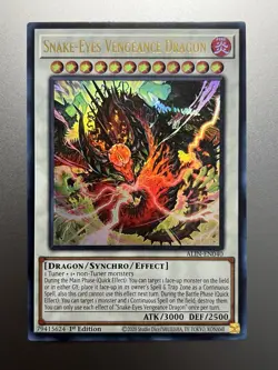 Yugioh - Snake-Eyes Vengeance Dragon Ultra Rare ALIN-EN040, Near Mint, 1st Ed - Image 1