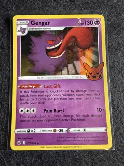 Pokemon Gengar TCG Stamped Card Halloween Trick or Trade, Holo Rare, 057/198 LP - Image 1