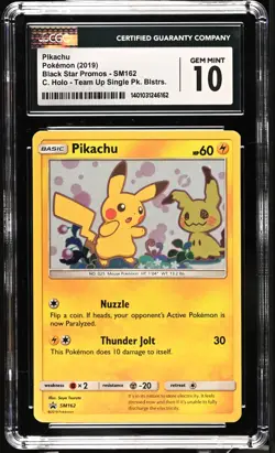CGC 10 GEM MINT 2019 Pokemon Pikachu Mimikyu SM162 Holo Black Star Promo - Image 1