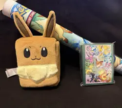 Pokemon TCG Prismatic Evolutions SPC Eevee Playmat, Deck Box, And Sleeves! New! - Image 1