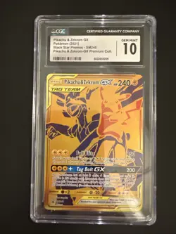 CGC 10 Pikachu & Zekrom GX Tag Team SM248 Promo Sun & Moon Pokemon 2021 - Image 1