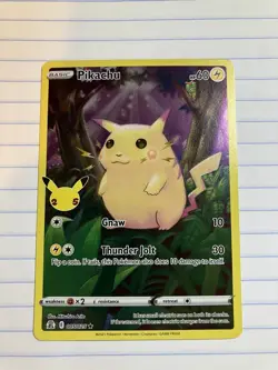 Pokemon Pikachu TCG Full Art Holo Rare Card 005/025 Celebrations NM Condition - Image 1