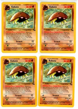 (4x) Kabuto Fossil Base Set 50/62 Common Pokemon Cards - LP/NM - Image 1