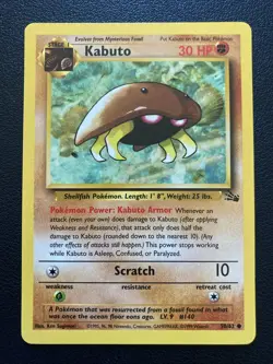 Kabuto 50/62 Fossil Unlimited 1999 Vintage WotC Pokemon Card NM - Image 1