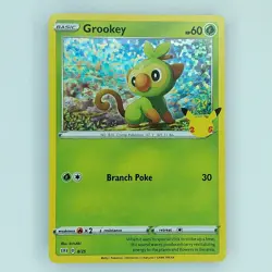 Grookey 8/25 Confetti Holo - Pokemon 25th Anniversary McDonald's Promo 2021 - NM - Image 1
