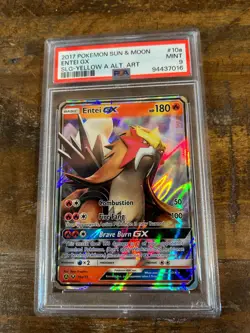 POKEMON 2017 Shining Legends SM Yellow A Alt Art ENTEI GX #10a PSA 9 Mint RARE - Image 1