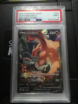 2022 POKEMON SWORD & SHIELD BRILLIANT STARS #154 FULL ART/CHARIZARD V PSA 9 - Image 1