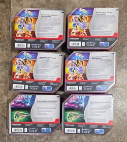 All 6 Pokemon TCG Walmart Black Friday Paradox Destinies Tins SEALED 5 Packs/Tin - Image 2