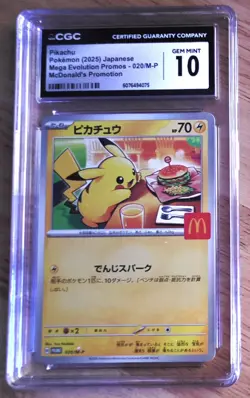 2025 POKEMON JAPANESE M-P PROMO MCDONALD'S #020 PIKACHU CGC 10 GEM MINT - Image 1