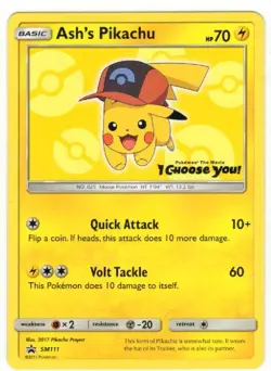 Pokemon TCG Pokemon Ash's Pikachu SM111 "I Choose You" Black Star Promo - Image 1