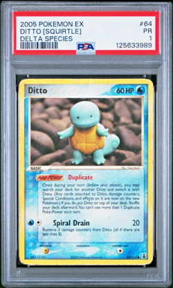 PSA 1 2005 Pokemon EX Delta Species Ditto Squirtle Non Holo 64/113 - Image 1