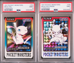 PSA 9 Pokemon Japanese Carddass Mew Foil 151 Mewtwo Prism 150 Sequential 1997 MI - Image 1