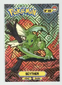 SCYTHER #123 - Card Tops Pokedex Database - Pokemon *GOLD HOLO FOIL DESIGN* - Image 1