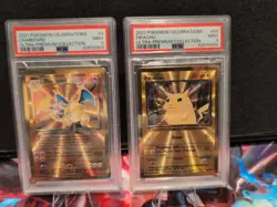 2021 CHARIZARD #4 & PIKACHU #58 POKEMON UPC CELEBRATIONS METAL CARD PSA9 SEQ SET - Image 2