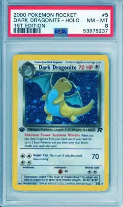 2000 Pokemon 1st Edition Dark Dragonite Holo Rare Team Rocket PSA 8 NM-MINT #5 - Image 1