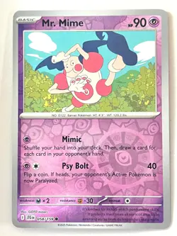 Mr. Mime 058/159 Reverse Holo Journey Together Pokemon - Pack Fresh Near Mint NM - Image 1
