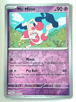 Mr. Mime 058/159 Reverse Holo Journey Together Pokemon - Pack Fresh Near Mint NM - Image 3