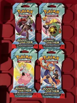 Pokemon Journey Together Sleeved Booster Pack Full Art Set Sealed 4 Packs - Image 1