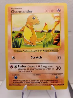 Pokemon TCG Charmander Base Set 46/102 Regular Shadowless Common - Image 1