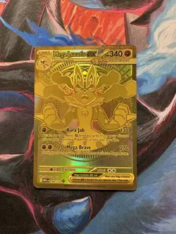 Mega Lucario ex 188/132 Hyper Rare Holo Gold Pokemon Card Mega Evolution LP - Image 1