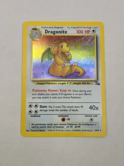 Pokemon TCG 1999 Fossil Dragonite Holo Rare Card Unlimited #4/62 Vintage - Image 1