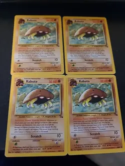 Kabuto 50/62 Common Fossil Unlimited Pokemon TCG Card LP/MP 1999 Vintage WOTC X4 - Image 1