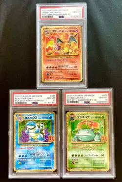 PSA10 Pokemon 25th Charizard Blastoise Venusaur 001/025 002 003 SEQUENTIAL SET - Image 1