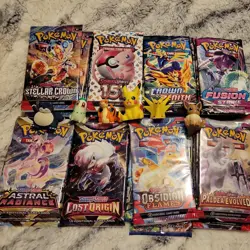 Pokemon Mystery Booster Pack and Figure Bundle! 3 packs and 6 random figures! - Image 1
